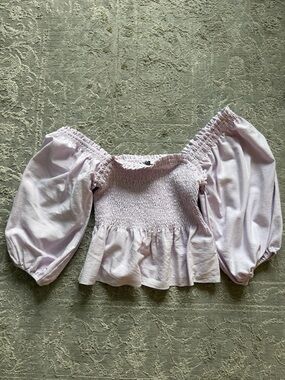 Lush Off-Shoulder Puff Sleeve Top - Light Lavender